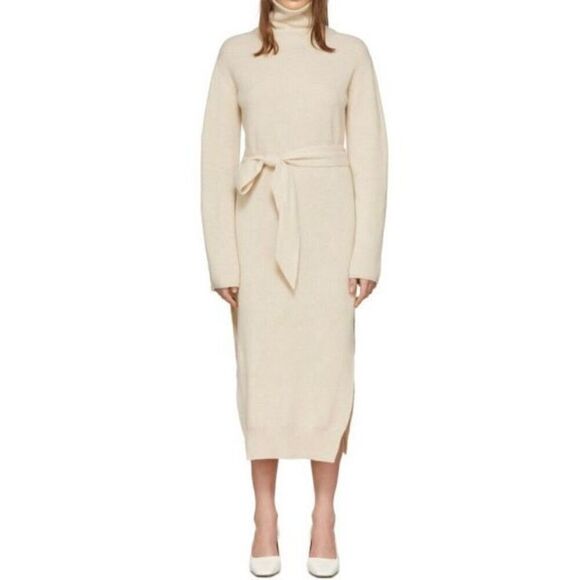 NWOT Nanushka Canaan Sweater Off-White Wool Cashmere Blend Knit Mock Neck Dress - Picture 1 of 13